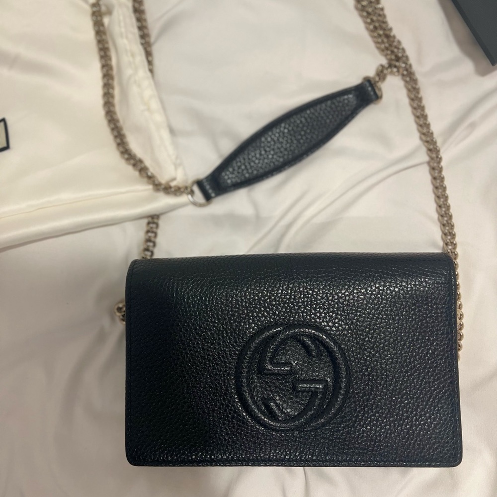 Gucci Wallet on Chain Black Soho Disco Leather Cross Body Bag